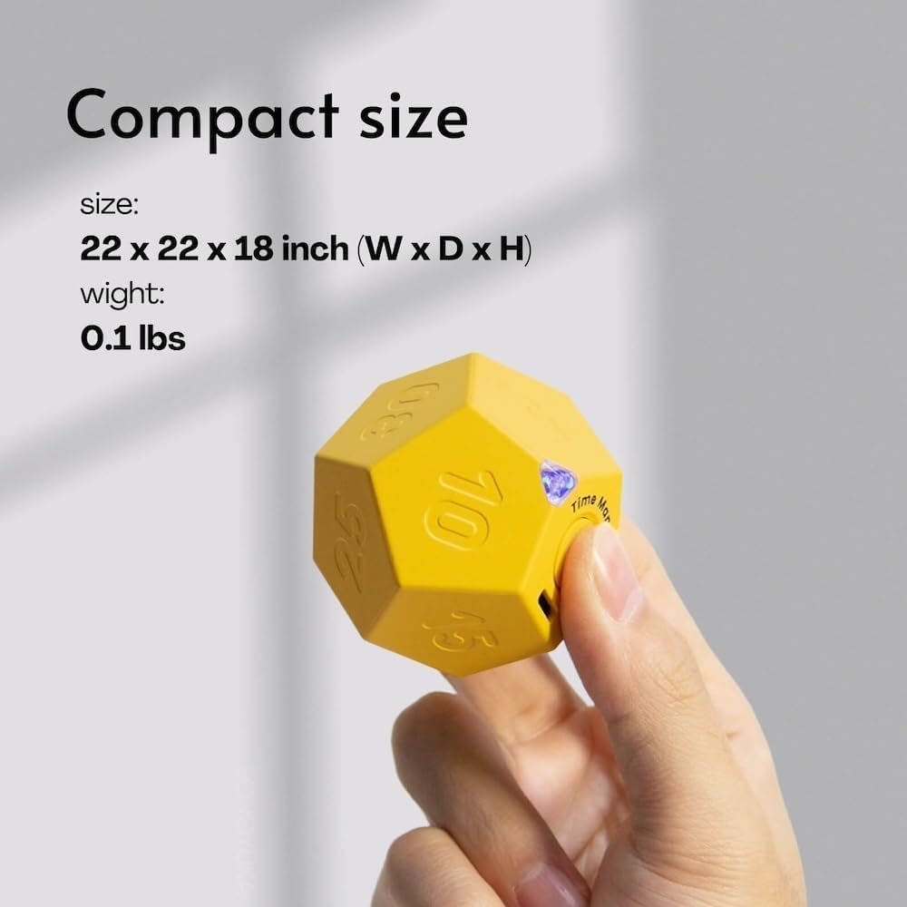 Drehbarer Pomodoro Schreibtisch,Wiederaufladbare Produktivität Timer,Dusche Timer wasserdicht,Magnetische Flip Stummschaltung,Vibration (Yellow&White)