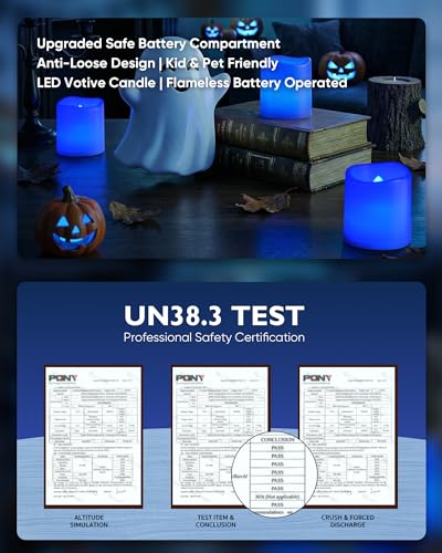 Image of Homemory 24Pack Blue Flickering Flameless Votive Candles, 200+Hour Electric Fake Candles, Battery Operated LED Tealight for Wedding, Outdoor, Table, Festival (Warm White,Battery Included)