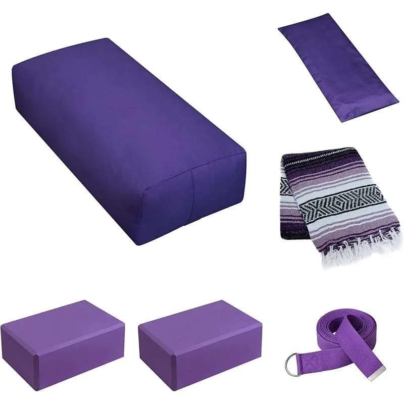 SAI INDER KALA Deep Restorative Yoga Kit: Bolster, Blocks & Strap for Enhanced Flexibility & Comfort