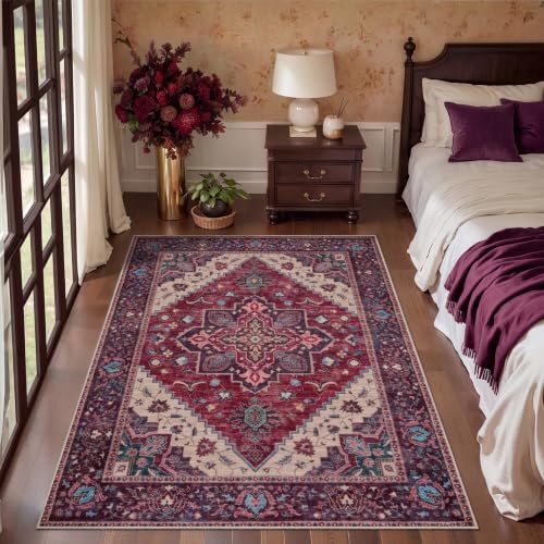 Image of Tangsoo Oriental 3x5 Rugs, Washable Non Slip Accent Rugs for Entryway