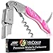 Hicoup Wine Opener - Professional Corkscrews for Wine Bottles w/ Foil Cutter and Cap Remover - Manual Wine Key for Servers, Waiters, Bartenders and Home Use - Flamingo Resin