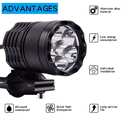 LED moto phares Lampes DC12V-85V 30W 4000lm 6000K IP67 6 LED Lampe Perles de moto en alliage d'aluminium LED phare Lampes, constamment lumineux XY LED phare pour motocycles Phare - Image 4