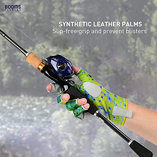 Booms Fishing Fg2 Fishing Gloves, Upf50+ Sun Protection Gloves, Men Women Fingerless Gloves For Fishing, Kayaking, Hiking, Driving, Motorcycle, Biking, Hunting, Outdoor, Camping, Rowing, Green, Size M #TOP1