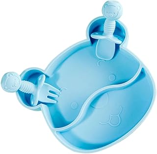 ibasenice 1 Conjunto De Prato De Silicone Para Bebê Prato De Comida Tigelas Para Bebê Prato Para Criança Adorável Prato De Jantar Para Bebê Prato De Jantar De Silicone Pratos Para