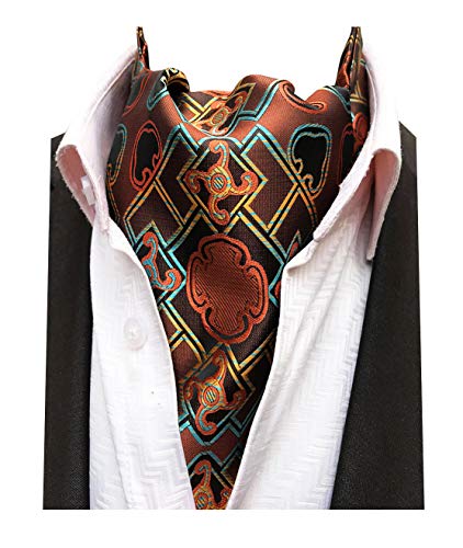 MENDENG Men Purple Paisley Jacquard Woven Silk Cravat Necktie Scarf Formal Ascot