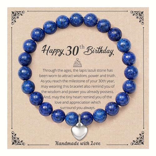 Ralukiia 30th/40th/50th/55th/60th/65th/70th/75th/80th/90th Birthday Gifts for Women, Natural Stone Bead Bracelet Bday Gift for Mom Grandma Wife Sister Daughter