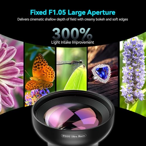 APEXEL 100Ultra Macro Lens - Enhanced Version Smartphone Lens for iPhone, Samsung, Pixel | Professional Macro Photography of Flowers, Iinsects, Jewelry, Food Details and Other Small Objects