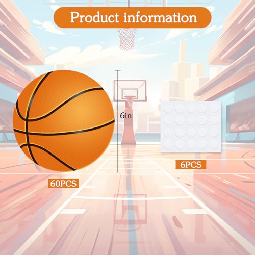 Image of Vuzvuv 60Pcs 6In Paper Basketball Cutouts Party Decor for Bulletin Board