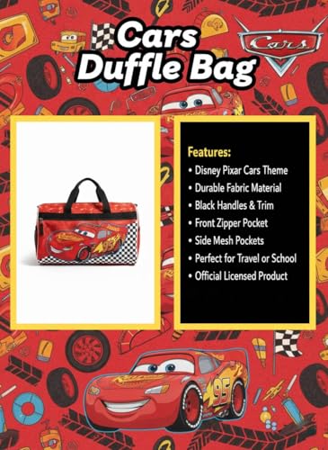 Image of Disney Pixar Cars Kids' Duffle Bag - Lightning McQueen Travel Gym Bag with Adjustable Strap, Mesh Side Pockets & Zipper Pocket