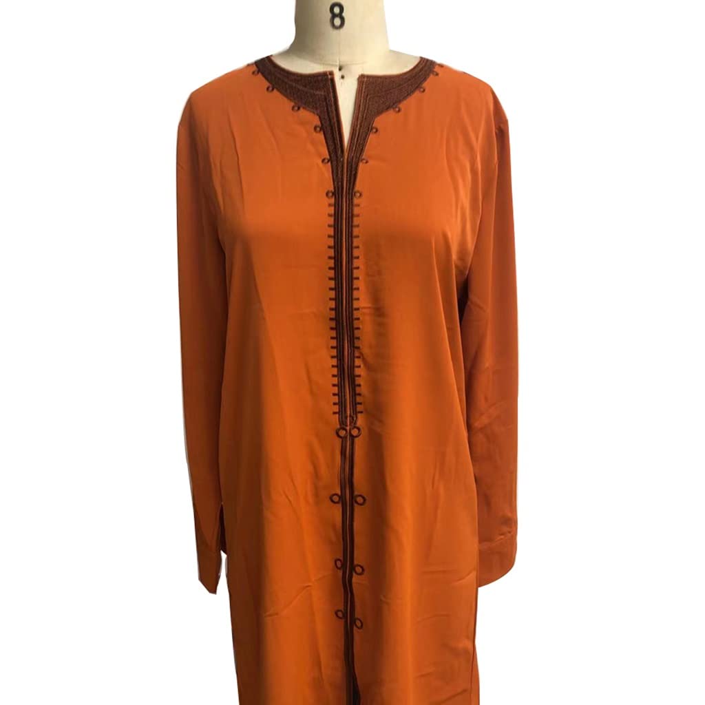 Afrykańskie Ubrania Dla Mężczyzn Tradycyjny Garnitur Dashiki i Spodnie Bluzki Z Długim Rękawem Drukuj Strój 2 Sztuka Zestaw Dres (Color : Brown, Size : XXL)