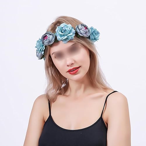 Vista 3 de ccHuDE Flower Crown Headband Rose Peony Hairband Garland Wedding Headpiece Bridal Floral Crown Flower Headpiece Pink