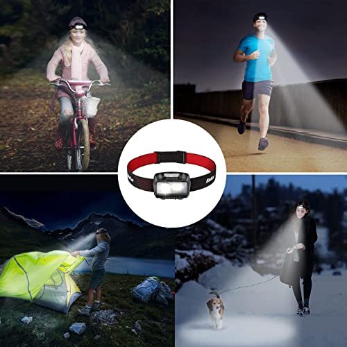 Foto von Blukar LED Stirnlampe Wiederaufladbar, Superhell Stufenlos Dimmbar Kopflampe mit 8 Lichtmodi, Sensor und Rotlicht, Leichtgewichtig IPX5 Wasserdichte Mini Stirnlampe für Joggen, Campen, Angeln usw.