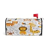 Wamika coloriage Tropical Girafe Boîte aux Lettres Coque météo magnétique Fade/résistant aux intempéries Lion Tigre Singe décoratifs Boîte aux Lettres Wrap 64.7 * 52.8 cm 52.6 * 45.8cm Multicolore