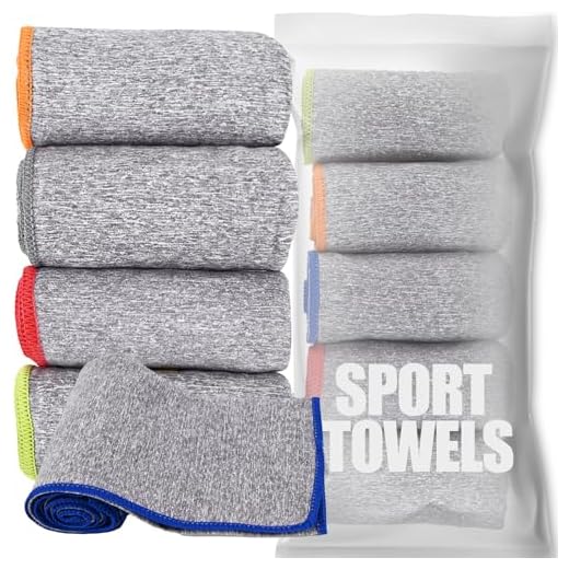 Vnoss Microfiber Quick Dry Gym Towel, Silver ION Odor-Free Absorbent Fiber, Fast Drying, Men & Women Workout Gear for Body Sweat, Working Out, Towels, 5 Pack,16 * 26.8Inch