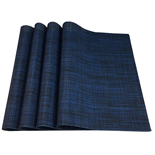 Zx Vision Heat Resistant Placemats For Dining Tbale Woven Vinyl Washable Place Mats Wipe Clean Pvc Table Mats,Set Of 4,Best Gift(Navy Blue) #TOP1