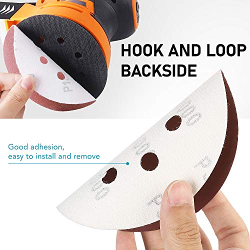 Lotfancy 5 Inch 8 Hole Sanding Discs, 210Pcs- 40 60 80 100 120 180 240 320 400 800 1000 1500 2000 3000 Grit Assorted Sandpaper, Hook And Loop Random Orbital Sander Round Sand Paper #TOP3