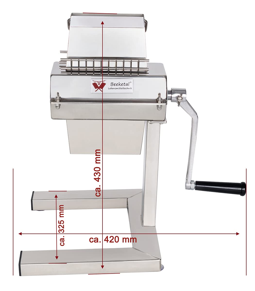 Beeketal 'BT-Silver125' Profi Steaker Fleischzartmacher mit 2 Edelstahl Messerwalzen und leichtgängiger Handkurbel, Gastro Fleischstecher mit 11x2 Messerreihen für schnelles Steaken (HACCP konform)