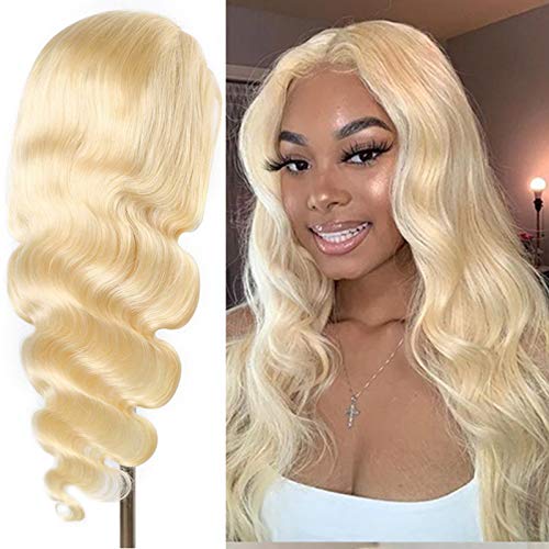 613 Lace Closure Wig Human Hair 4X4 Lace Front With Baby Hair Pre Plucked Hairline Transparent Lace Silky And Soft 9A Grade Body Wave 613 Blonde Wig For Women Short Brazilian Virgin Hair 12 Inch