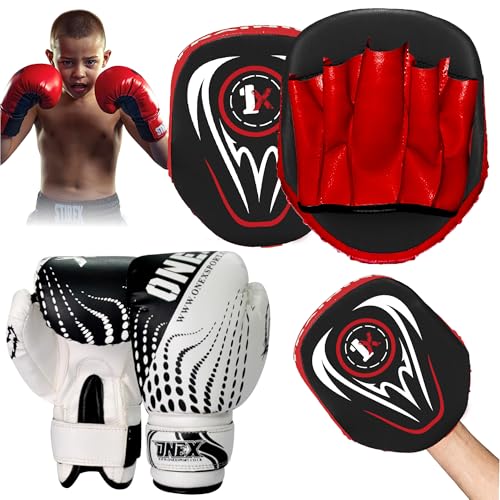 Mitaines de boxe junior blanc et rouge pour entraînement MMA