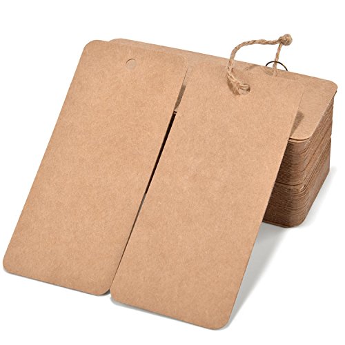 200Pcs Price Tags With Pre Cut Jute String And Safety Pins,Loomy Blank Brown Paper Tags For Retail And Display #TOP4