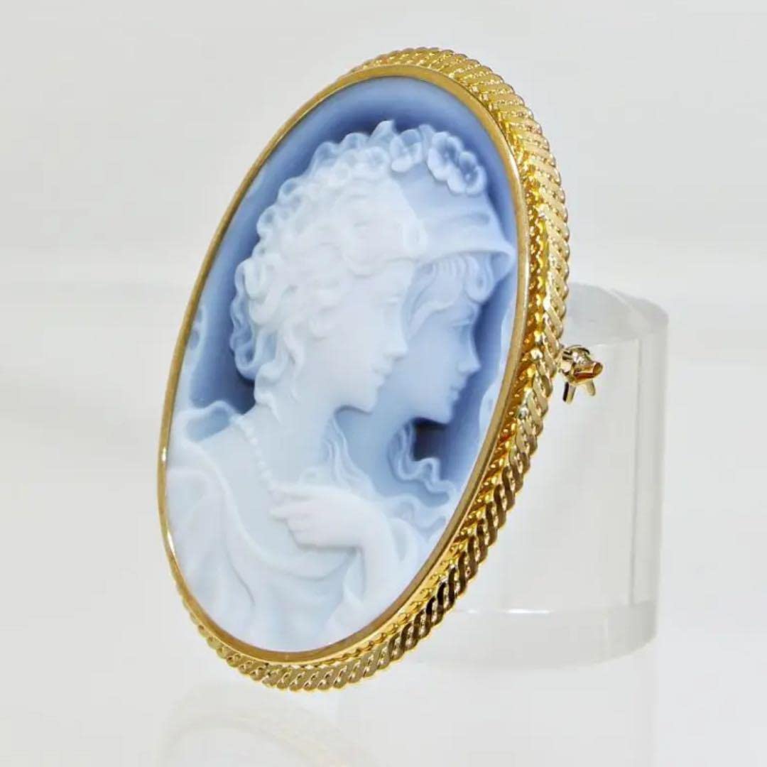 カメオブローチ ゴールドトーン ストーン付き Amazon.co.jp: K1818金 メノウ メノー ストーンカメオ ブローチ 2way