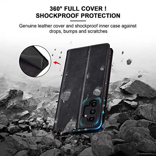 Image of Jasonyu Flip Wallet Case for Samsung Galaxy A13 5G /4G /Galaxy A04s,Leather Magnetic Folio Cover with Card Holder,Kickstand - TPU Shockproof Durable Protective Phone Case,Black