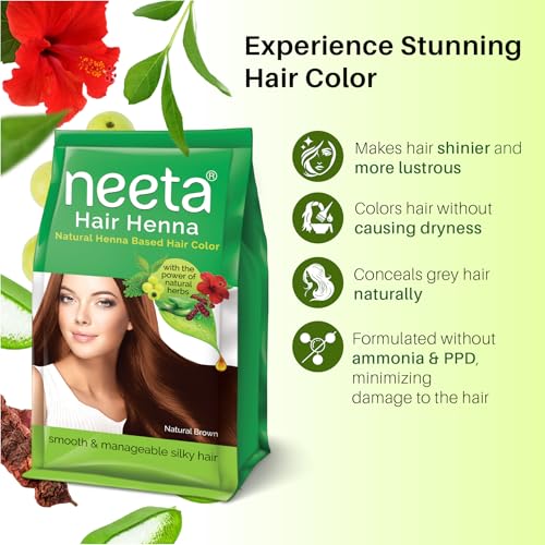Image of Neeta Natural Henna Based Hair Color With The Power Of Natural Herbs For Smooth & Silky Hair (125Gm Natural Brown)
