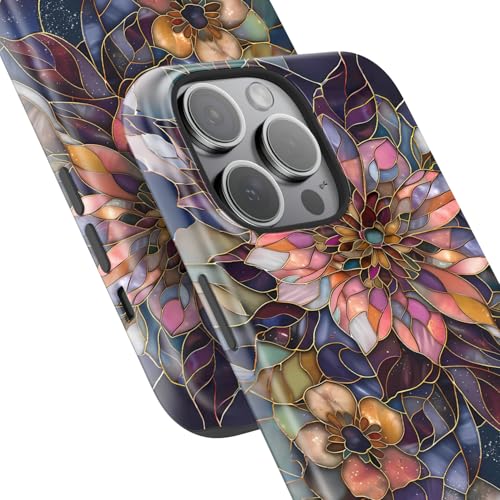 Image of Goodon for iPhone 14 Pro Max Case Cute - Wireless Charging Compatible - Dual-Layer Hard Shell + Silicone Cover - Protective Phone Case with Trendy Designs for Women - Blooming Purple Flower