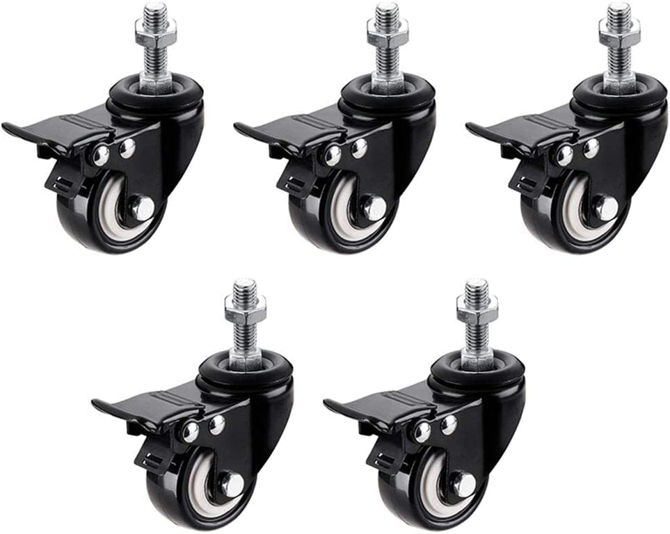 Roulette pour meuble M10 pivotante en PVC noir lot de 5 pièces