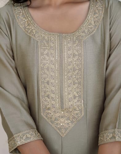 Image of SKYLEE Rayon Chikankari Embroidery Anarkali Kurta Set with Dupatta
