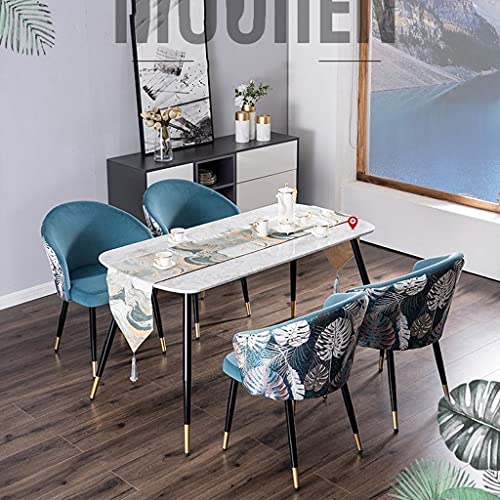 HYUFEIAO Esszimmerstühle 6er-Set – Moderne Samtsitzfläche mit bestickter Rückenlehne und Metallbeinen für Küche, Wohnzimmer oder Schlafzimmer – Vielseitige Möbel für ESS- und Schminkzwecke