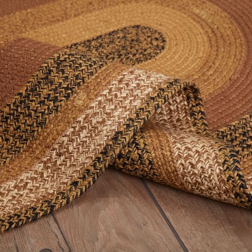 Vhc Brands Kettle Grove Primitive Jute Black Striped Accent Rug Oval Decor W/Floor Pad 36 Inchx60 Inch thumb #6