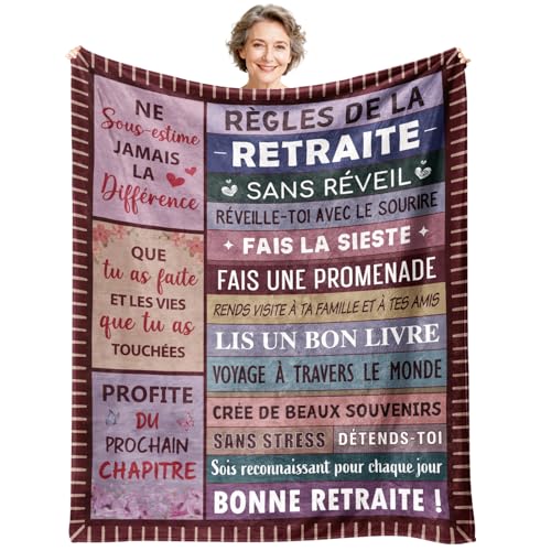Giftasy Cadeau Retraite Femme, Cadeau Départ Retraite - Plaid Couverture Remplie de Bénédictions, Cadeau Retraite Original pour Amie, Collegue, Maman,...