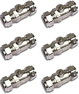 6 Pack Chrome Plated 15mm Full Bore Isolating Isolation Valve Heavy Pattern Compression Joint