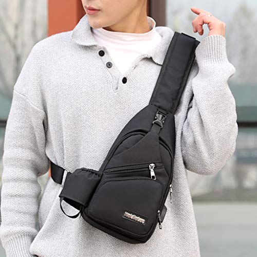 Baoblaze Moda Sling Bag Porta de Carregamento USB Anti Theft - Preto