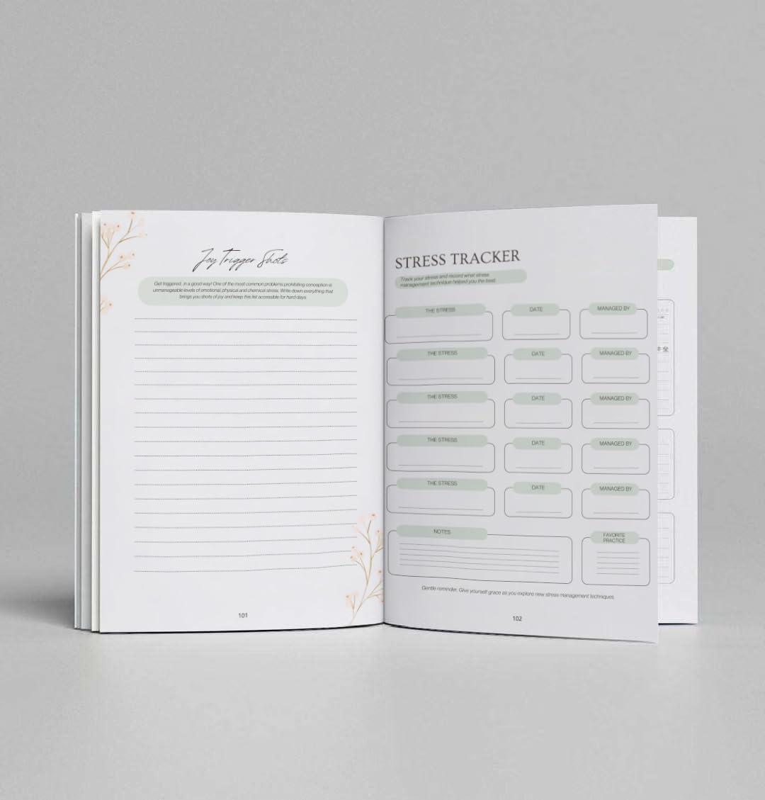 IVF Mindfulness Journal - Great IVF Gift - Calm the chaos with 12-week fertility planner, holistic stress management tools, infertility support, detox & ribbon bookmark