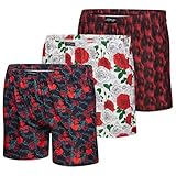 ED HARDY Men’s 3-Pack Boxer Briefs with Pockets – Navy with Hearts, Fire Red & White Roses – Breathable Stretch, Everyday Comfort Underwear