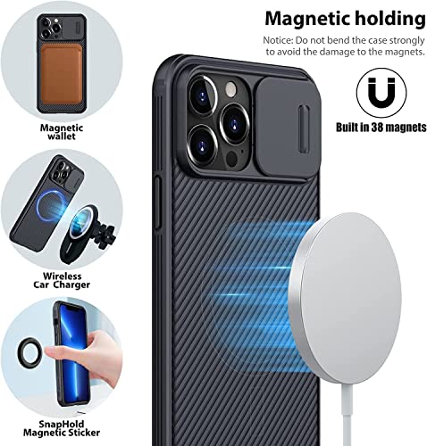Image of for iPhone 14 Pro Max Case Compatible with MagSafe, Built-in Slide Camera Cover Silicone Bumper and Hard PC Back Shockproof Military-Grade Protective Case for iPhone 14 Pro Max 6.7 inch (Green)