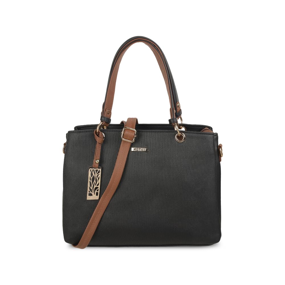 metro Women Faux Leather Handbag with Detachable Sling-picture-36