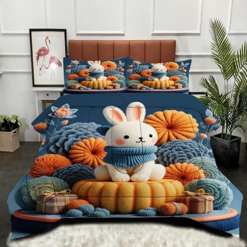 ZZXHG Edredón King Size Estampado 3D | Conejo De Pascua, Nórdico Máximo Confort para Camas Grandes, Lavable, Reversible, Incluye 2 Fundas de Almohada 50x75 cm_j12678