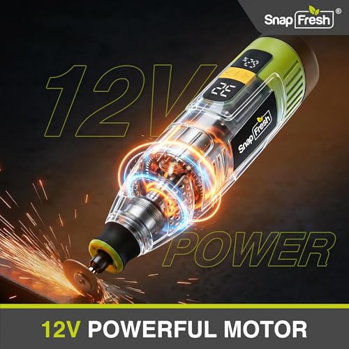 Image of SnapFresh 12V Cordless Rotary Tool Kit, 28-Speed 32000 RPM Mini Rotary Tool w /Digital Display, 111 Accessories,2.5Ah Battery USB-C Charging, Lightweight Battery Powered Tool for DIY, Craft & Pet Nail