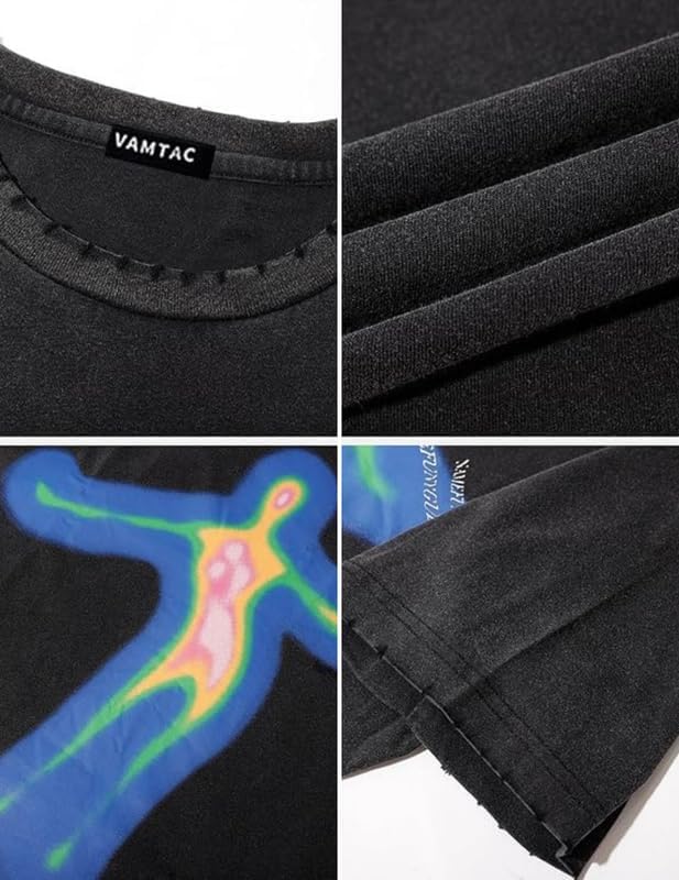 Vamtac Oversized Tshirts for Men Vintage Distorted Portrait Print Graphic Tees Y2k Casual Summer Streetwear Tops - Image 5