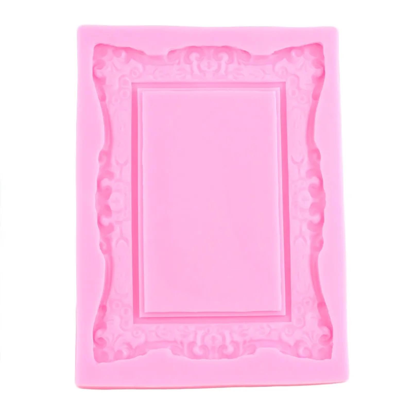 Moldes de silicona para fondant, marco de fotos de 17,5 x 12,3 cm, marco de fotos para fondant, molde de silicona, herramientas de decoración de pasteles, molde de arcilla de chocolate y caramelo