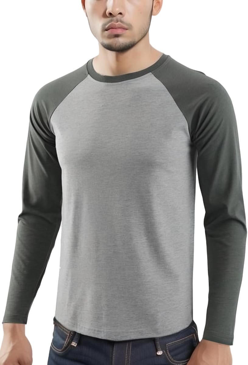 HETHCODE Men's Casual Slim Fit Short/Long Raglan Sleeve Baseball Workout Active Sports Gym Hiking T Shirts