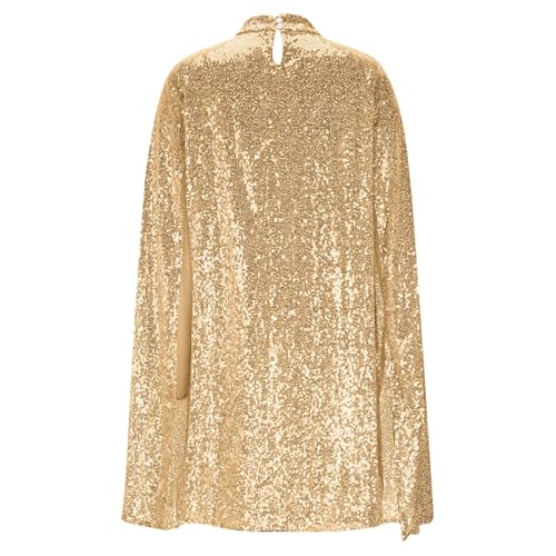 LOKLNEYK Robe De Soiree Femme Robe Charleston Grande Taille Gala Fete Cocktail Mini Club Tenue Adulte Festive Mi Longue Mariage Haut Sequins Carnaval Costume 2#Or M – vue 7