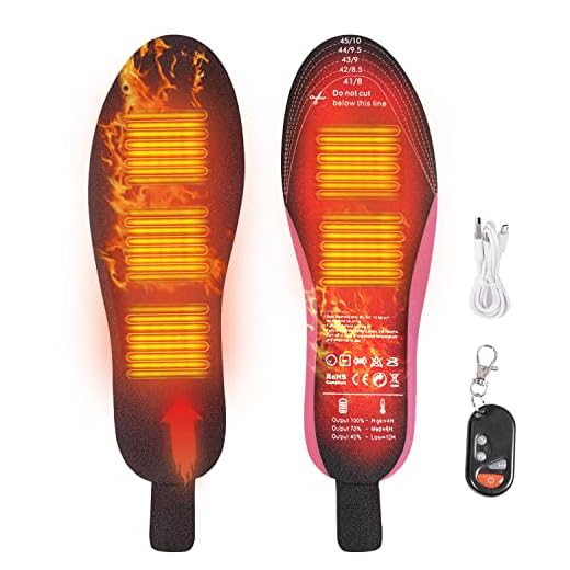 Generic SHUOXI Plantillas calefactables con USB Recargable Calentador de pies Inalámbrico con Control Remoto Eléctrico Diferentes Tamaños Suelas de Inserción para Hombre y Mujer, 41-46 Talla