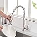 OWOFAN Kitchen Faucet Low Lead Commercial Solid Brass Single Handle Single Lever Pull Out Pull Down Sprayer Spring Kitchen Sink Faucet, Brushed Nickel Kitchen Faucets 866053SN