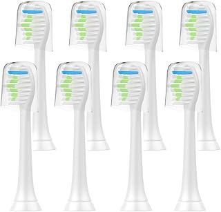 Brush Heads, Compatible with Philips, HX6511 HX9362 HX6013 HX6063 | Soft bristle replacement heads with protective caps, available in multi-pack options(8PC WITH CAP)
