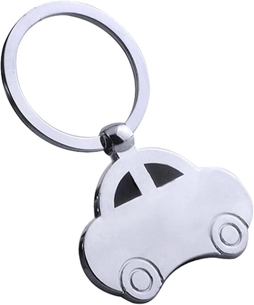 WOONEKY Silver Metal Beetle Car Keychain Pendant Decoration for Bag