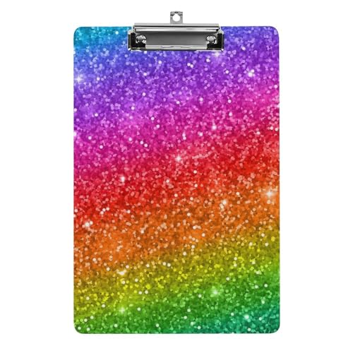 Planchette à pince arc-en-ciel pailleté A4 pour l'organisation de bureau